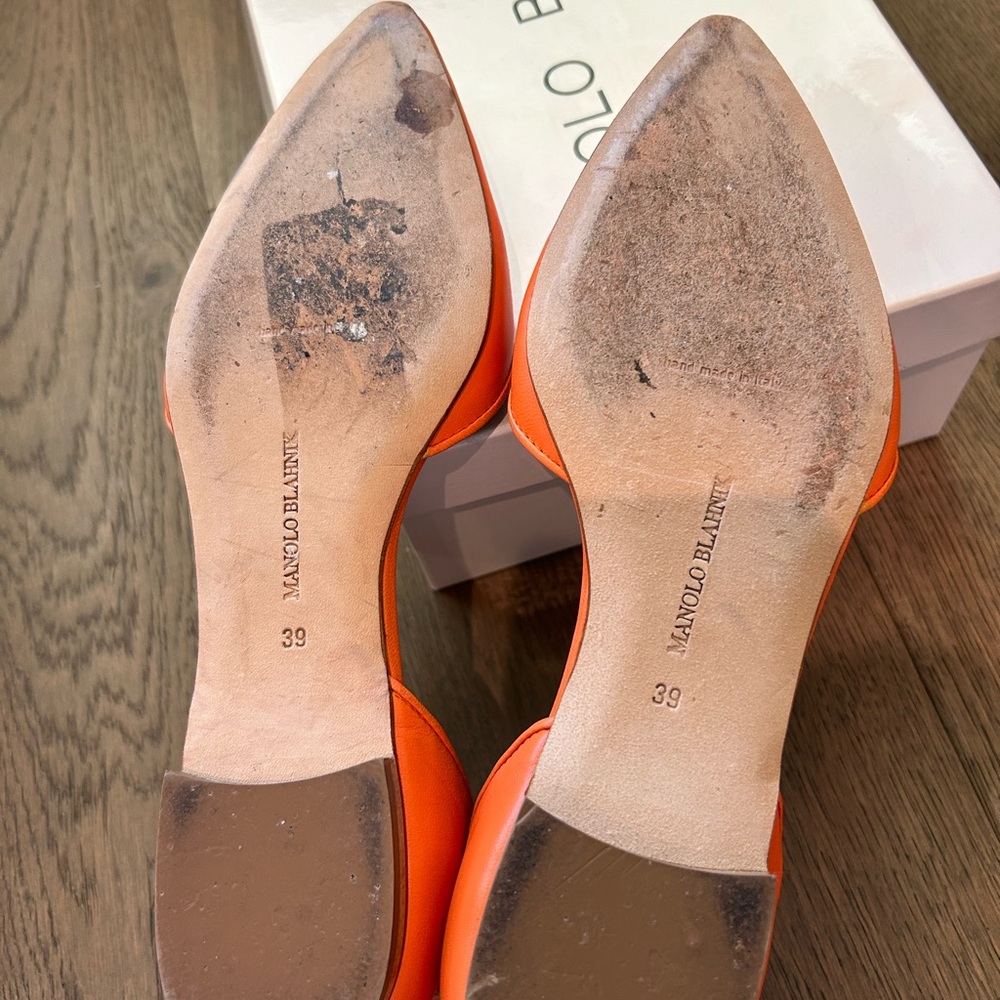 Authentic Manolo Blahnik Orange Slides - image 5